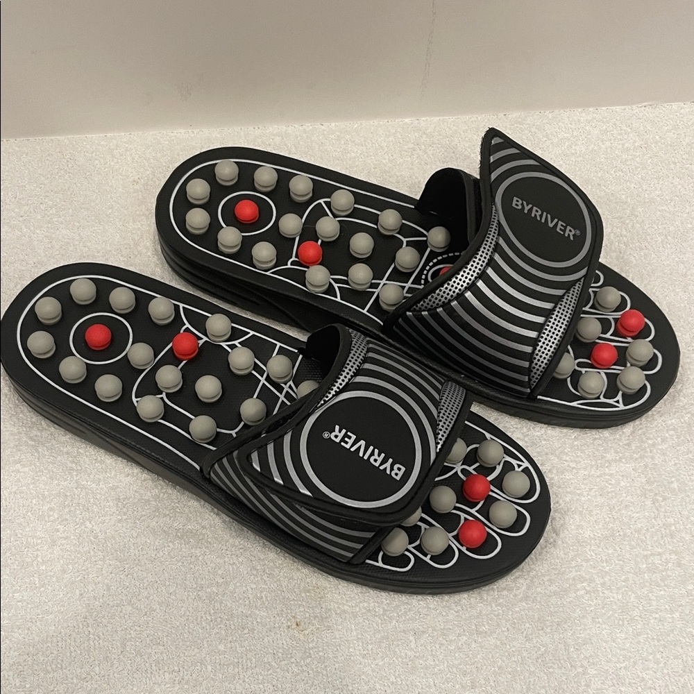 Black and Red Massage Slip-Ons